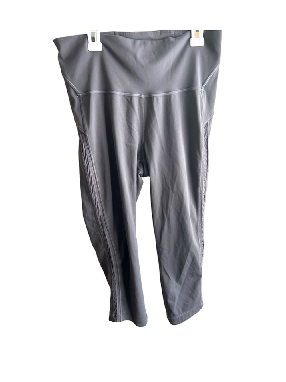Lululemon Mesh Panel Crop Leggings Size 10 Gray Purple Athleisure Yoga Gym